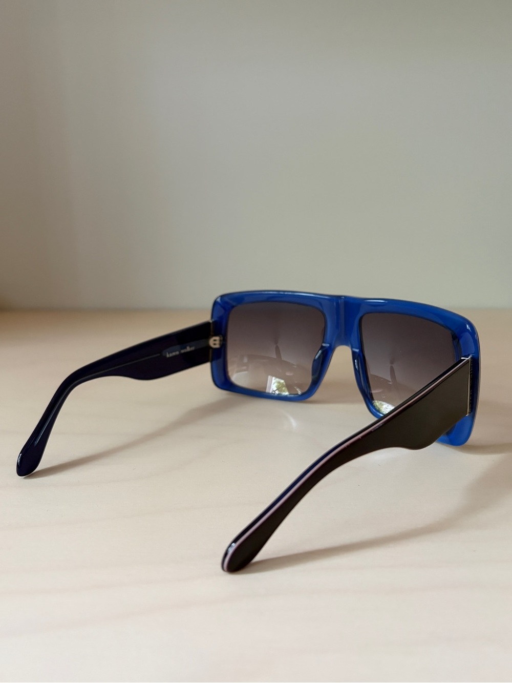Karen Walker Oversized Black-Plum Sunglasses with Cobalt Inner Frame - Picture 6 of 11